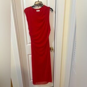 & other stories - Red Draped Sleeveless Midi Dress
